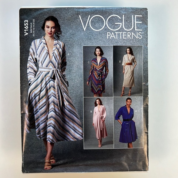 VOGUE PATTERNS V1563 Sewing Pattern size ES 14 16 18 20 and 22 Faux wrap dress - Picture 1 of 9